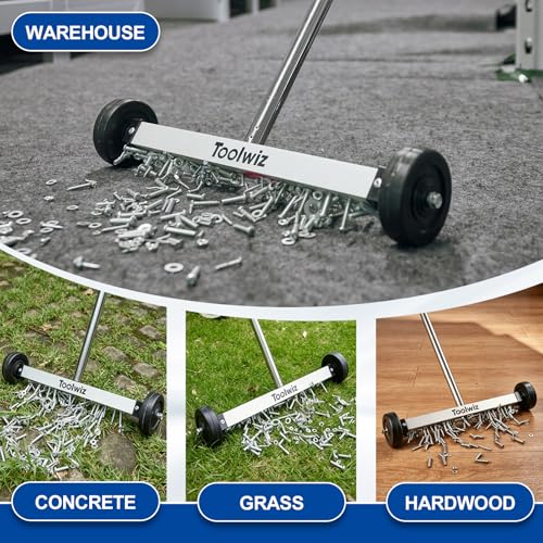 Toolwiz Magnetic Pick Up Sweeper 17-Inch Wide, 8.8 Lb Magnet Force