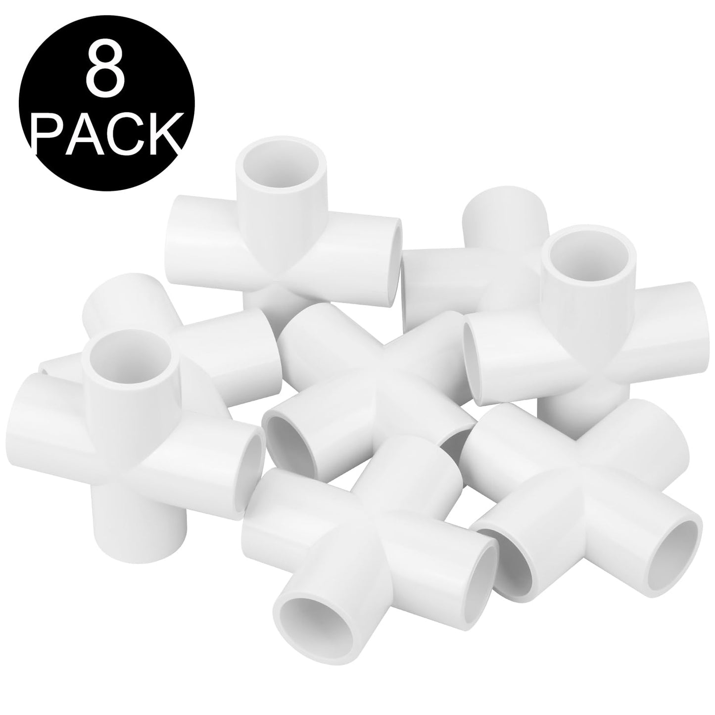 Lswteiz 8Pack 3/4Inch Cross PVC Fittings 4-Way Cross Elbow Pipe Fittings Connector for DIY Garden Shelf, Greenhouse Frame Tent Connections, Furniture Grade SCH40