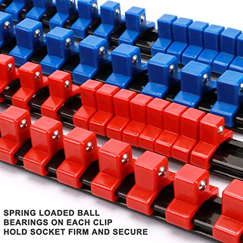 Mayouko 12PCS ABS Socket Organizer, Portable Socket Rail Holder for Toolbox, 1/4 Inch x 48 Clips, 3/8 Inch x 90, 1/2 Inch x 36