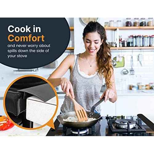 Linda¡¯s Essentials Silicone Stove Gap Covers (2 Pack), Heat Resistant Oven Gap Filler Seals Gaps Between Stovetop and Counter, Easy to Clean Stove Gap Guard (21 Inches, Black)
