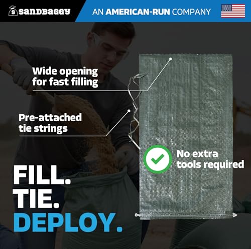 Sandbaggy Heavy Duty Reusable Poly Sandbags 14x26 Inches - Pack of 30 for Flood Control & Construction