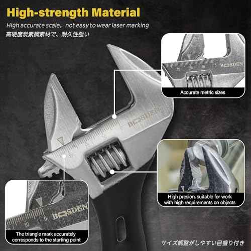 BOOSDEN Adjustable Wrench, 6 inch Stubby, Chrome Vanadium Steel, Ideal for Pipe, Gas Industry, and Disassembly