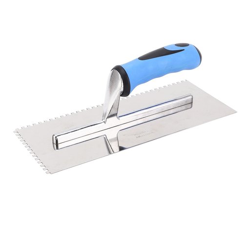 4mm Square Notch Trowel Stainless Steel Hand Notch Trowel with Soft Handle for Cement Concrete Masonry Tile Installation