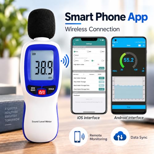 Landtek Bluetooth Decibel Meter with Data Logging 30-130 dB Portable Sound Level