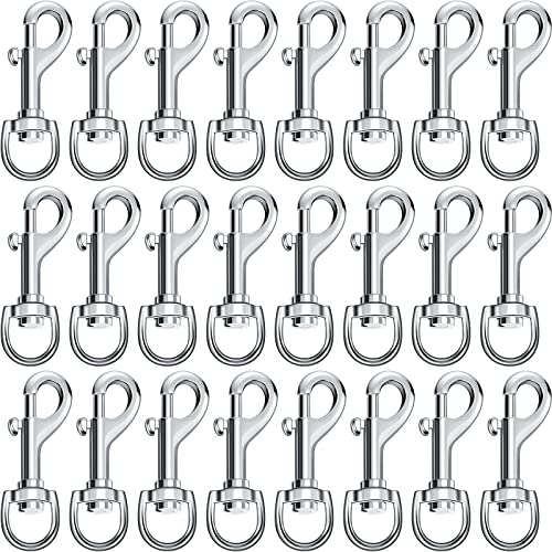 Therwen 24 Pcs Heavy Duty Stainless Steel Swivel Snap Hooks 70mm Silvery White