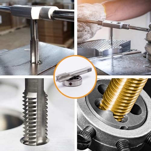 M8 x 1.25mm Metric Tap and Die Set, M8 x 1.25mm High-Speed Steel Machine Round Tap Die Set, Right Hand Thread Tap and Round Thread Die Tool