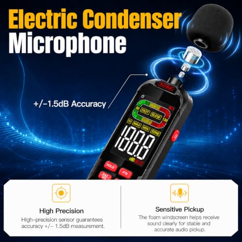 ZLLJYBLG Gl82a Decibel Meter 30-130dB, Digital Sound Level Meter, Black-B