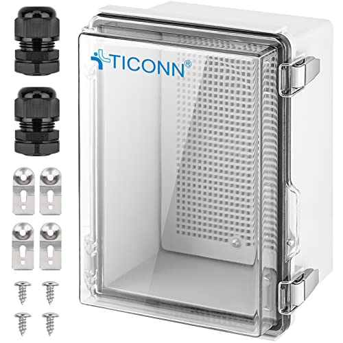 TICONN Outdoor Waterproof Electrical Junction Box 8.7"x6.7"x4.3" Transparent Cover