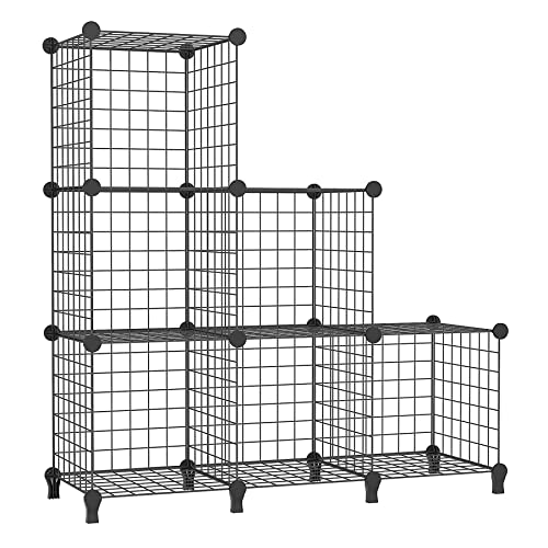 AWTATOS Black Wire Cube Storage Shelf 6-Cube Closet Organizer