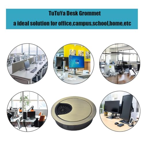 TuTuYa 4PCS 2-Inch Bronze Desk Grommets with Hole Saw - Cable Management