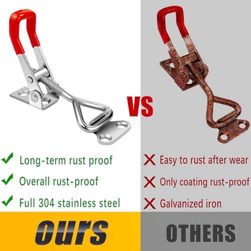 2 Pack Toggle Latch Clamp 4001 Adjustable 304 Stainless Steel Toggle Hasp Latches for Smoker Lid Jig Freezer Door Cooler Box Case Trunk Draw Chest, Quick Release 330Lbs Holding Capacity