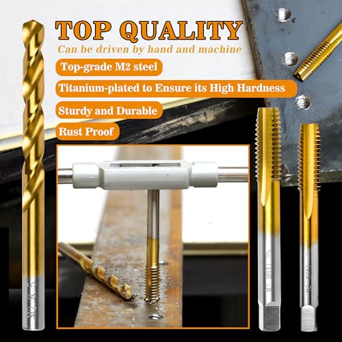 M6x1.0 Tap and 5.0mm Drill Bit Kit, M2 HSS Metric Drill and Tap Set, Combination of Drill and Tap Kit for Metal