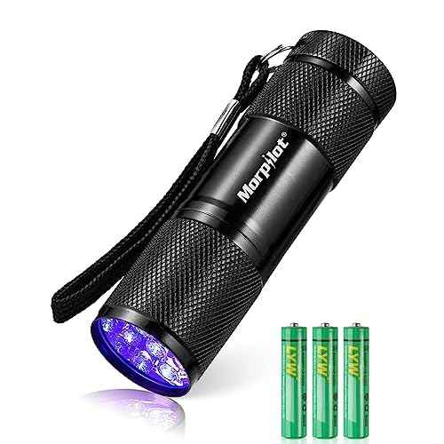 Morpilot Black Light Flashlight Mini UV Flashlight: 395nm Blacklight Flashlights, 9 Led Pet Urine Detector Light for Dog/Cat, Dry Stains, Resin Curing, Bed Bug