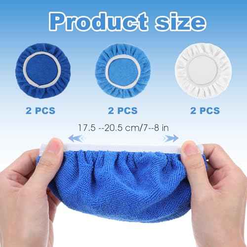 6pcs Car Buffing Pads,7-8 in Car Buffer Pads,Microfiber Polish Pad 3 Colors White, Sky Blue, Royal Blue, for Cars Waxing, Polishing, Cleaning and Cars Beauty