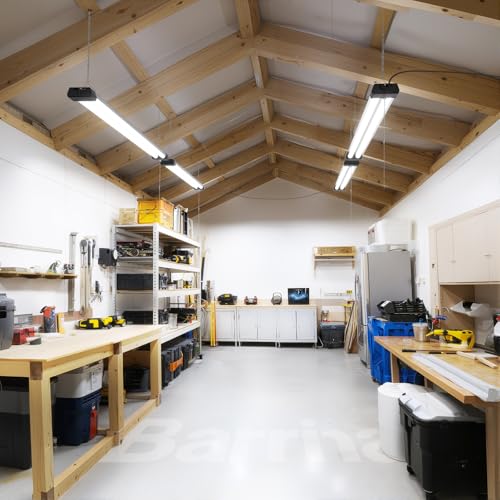 Barrina 4FT LED Shop Lights 2 Pack, 42W 4800LM Daylight White, Linkable Garage & Workshop Lighting