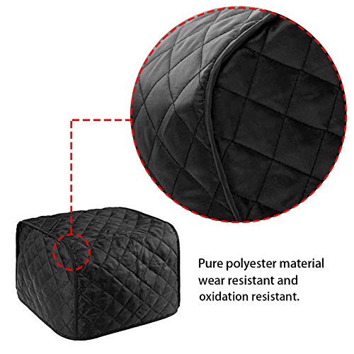 BlueCell Quilted Four-Slice Toaster Cover, Polyester Dust-Proof, Black