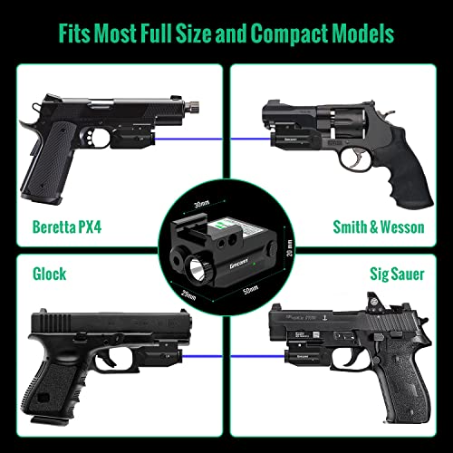 Gmconn Pistol Blue Laser Light Combo USB Rechargeable Gun Light Tactical Flashlight with Strobe Mode Blue Sight for Handgun (Blue Laser)