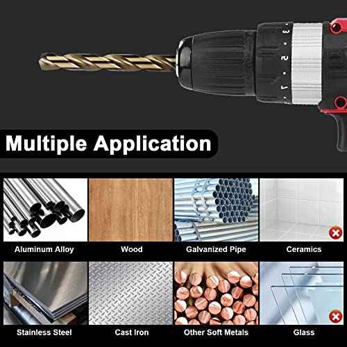 7/32" Cobalt Drill Bits 12Pcs, M35 HSS Metal Drill Bit Set with Storage Case for Hard Metal, Stainless Steel, Cast Iron