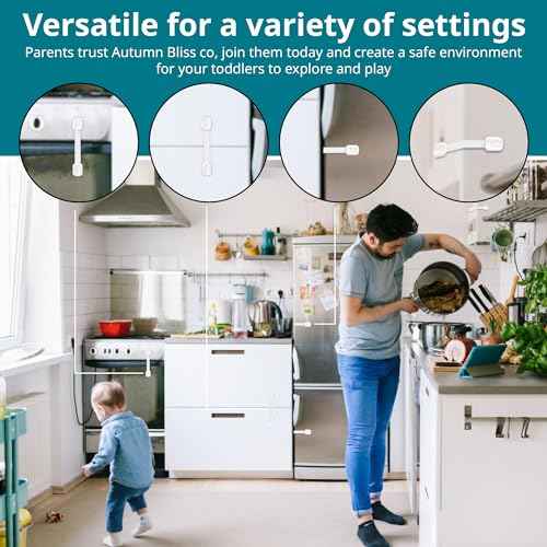 Original Cabinet Locks Baby Proofing (6 Pack Black) - Child Locks for Cabinets and Drawers - Door Locks for Kids Safety and Fridge Lock for Child Proofing