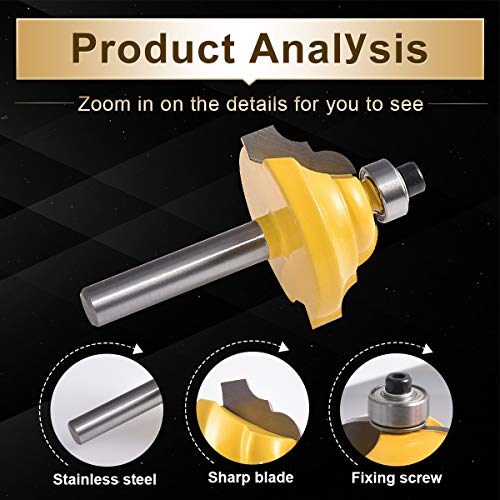 KATUR Classical Roman Ogee Edge Forming Router Bit 1/4 Inch Shank, Classical and Bead Molding and Edging, Architectural Molding Router Bit (1/4" Shank 1-1/4" Width 5/8" Depth)