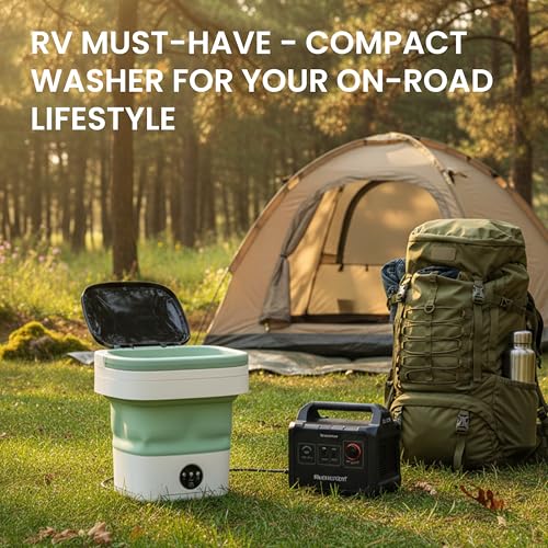Simple Deluxe 16L Green Portable Foldable Washing Machine with Spin Basket and 3 Modes
