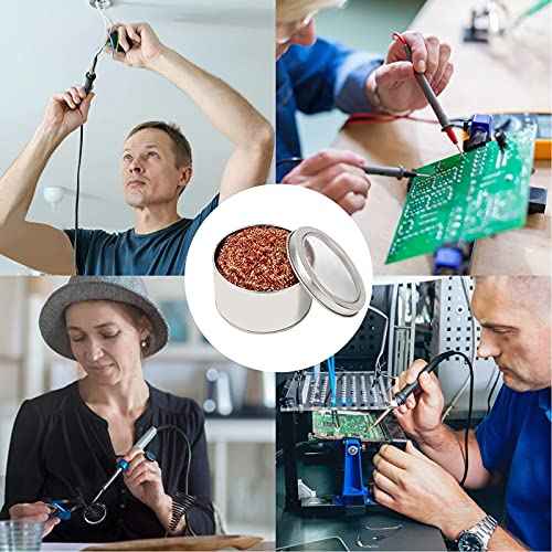 2 Set Soldering Iron Tip Cleaner Kit Brass Wire Ball and Stainless Steel Welding Cleaning Holder with Base for Cleaning Soldering Head Steel Irons Tip