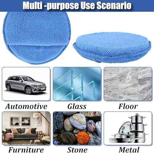 Microfiber Wax Applicator Pads, Car Wax Applicator with Finger Pocket, Buffing & Detail Polishing Foam Pads for Car Cleaning and Fine Polishing (5 inch, 6 Pack)