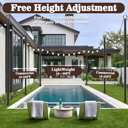 AILBTON 10Ft String Light Poles 4 Pack Outdoor Lighting Fence Mounts with Brackets