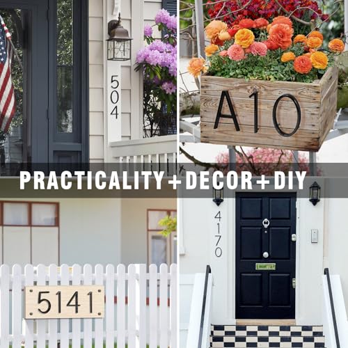 VONDERSO 5 Inch Black Floating House Numbers Zinc Alloy Outdoor Address Sign with Nail Kit