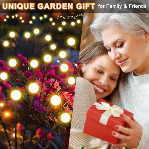 Solar Garden Lights,Solar Firefly Lights,8 Pack 64 Heads Solar Lights Outdoor Decorative,Sway by Wind, High Flexibility Iron Wire & Heavy Bulb Base,Yard Patio Pathway Lawn