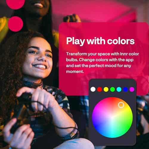 innr Zigbee A19 Smart Bulb, Works with Hue*, Alexa, SmartThings (Hub Required), White & Color, E26 LED Bulb, Color Changing Light Bulb, up to 16 Million Colors, Dimmable, 840 Lumen, 4-Pack