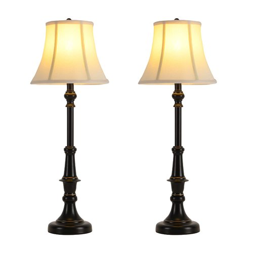 Smeike 2 Pack Vintage Style Buffet Table Lamp, Traditional Bedside Lamps, Tall Table Lamp Set of Two for Living Room, Bedroom