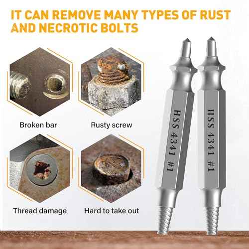 Damaged Screw Extractor Set, Remover for Stripped Screws Nuts & Bolts, Drill Bit Tools for Easy Removal of Rusty & Broken Hardware, Superb Gift for Men Broken Bolt Extractor Screw Remover Set