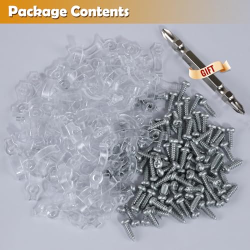 GRIVER 100 Pack Waterproof LED Strip Light Mounting Brackets for 10mm Wide Lights - Fixing Clips & Screws Included