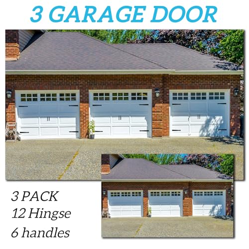 RHULKRUI Classic Magnetic Garage Door Hardware Set - 4 Hinges + 2 Handles