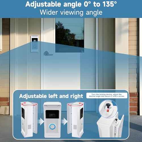 Anti-Theft Video Doorbell Mount Compatible with Ring/Blink Wireless Camera Doorbell, Adjustable Angle Doorbell Mount No-Drill Battery Doorbell Bracket for Houses, Apartments, Businesses£¨White