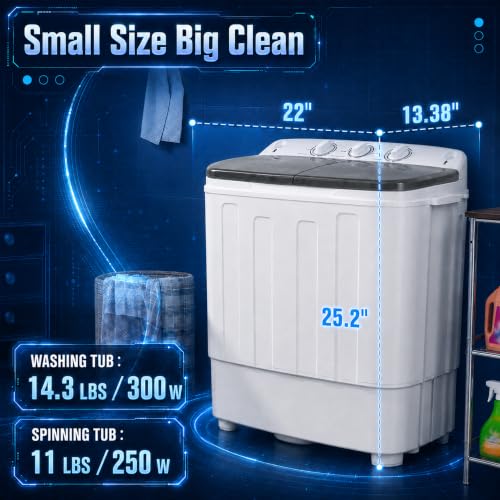 Pataku Portable Washing Machine & Dryer Combo 25.3Lbs Grey Compact Twin Tub