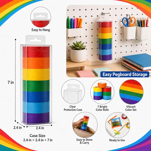 ZFIOPSH 7-Color Masking Tape Set - 1 Inch x 14 Yards, Craft & Labeling Tape