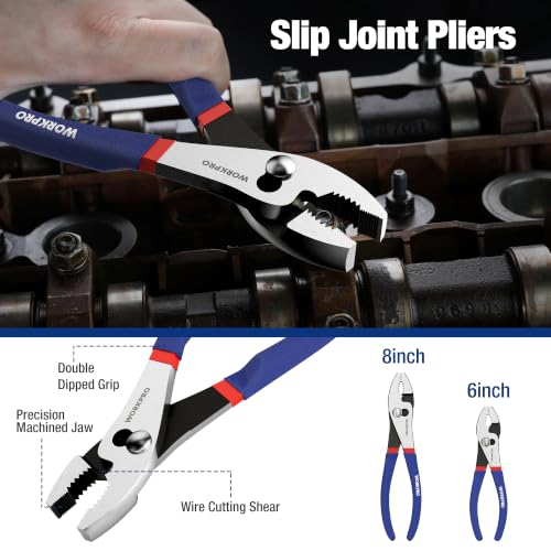 WORKPRO 7-Piece Pliers Set with Comfort Grip - Blue Hand Tools Kit