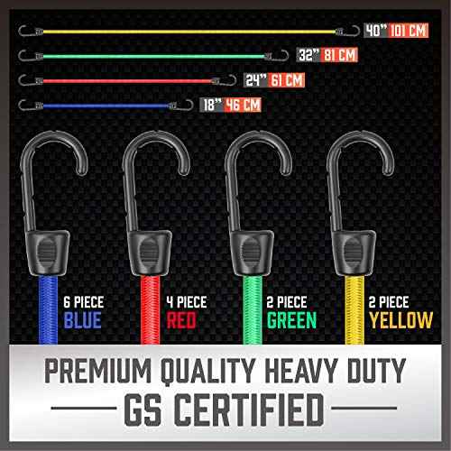 HORUSDY 31-Piece Premium Bungee Cords Assortment Jar, Includes 10¡±,18¡±,24¡±,32¡±,40¡± Bungee Cords, 6¡° Zip Ties, 8¡±Canopy/Tarp Ball Ties and Crocodile Mouth Tarp Clips