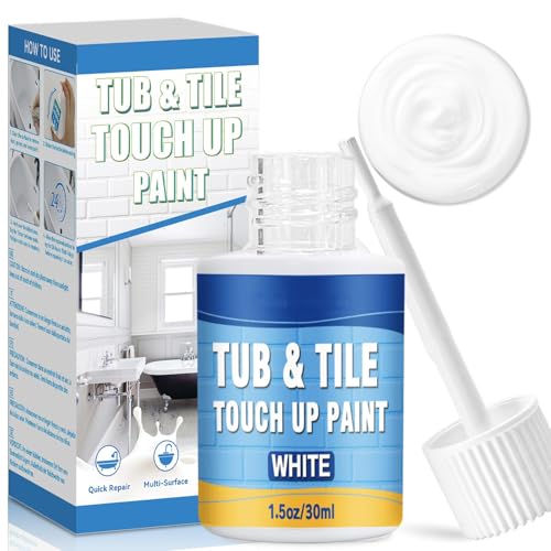 Tub and Tile Paint, White Touch Up Pen for Countertops, Repairs Bathtub, Sinks, and Appliances, Porcelain Paint for Any Scratches Spots