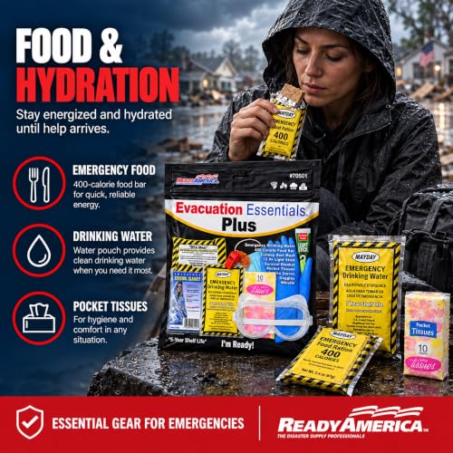 1-Person Disaster Evacuation Kit with Food Water Emergency Gear