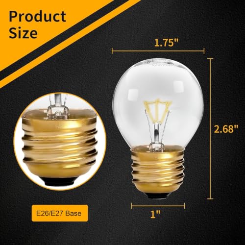 UP2WIN 40W G45 E26/E27 Appliance Bulbs – 4 Pack, 110-130V High Temp for Maytag GE Kenmore Whirlpool Ovens, Stoves, Range Hoods & Microwaves