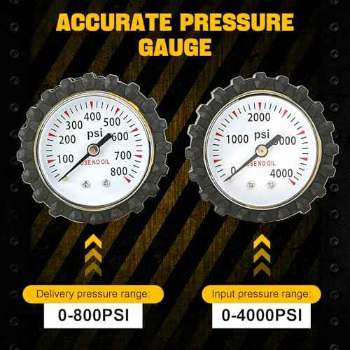 DASBET Nitrogen Gas Regulator with Double Gauges 0-800 PSI Delivery Pressure Range, 1/4" Male Outlet Connection and CGA580 Inlet Brass Connection for HVAC Purging