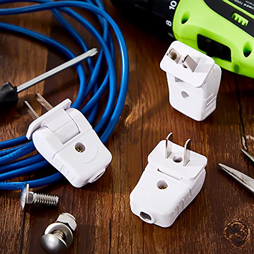 TOODOO 3 Pack Replacement 2 Prong Lamp Plugs - White, 10A Power Cord Connectors