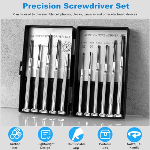 Jotyua 11-Piece Precision Screwdriver Set for Watches, Glasses, Electronics