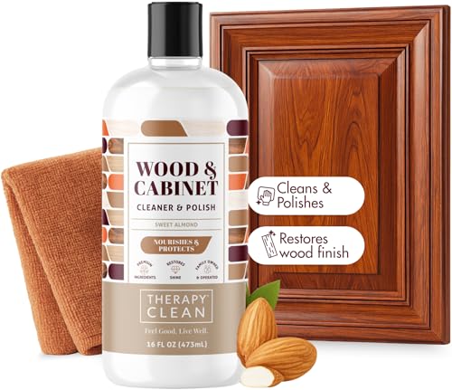 Therapy Wood Cleaner & Polish Pack of 1 with Microfiber Cloth - 16 oz Restores Cabinets & Furniture