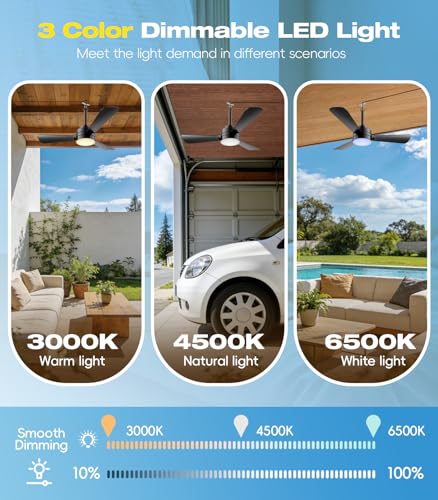 Aetherlume 28 Inch Plug-in Ceiling Fan Light with Remote, Dimmable 3CCT LED, Reversible for Bedroom Garage Tent Porch Kitchen