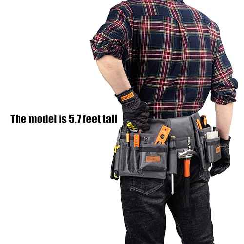 Tool Belt,12 Pockets Tool Belts for Men, Heavy Duty Carpenter/Construction/DIY'er/Electrician .Double layer thickened polyester fiber with waterproof coating.