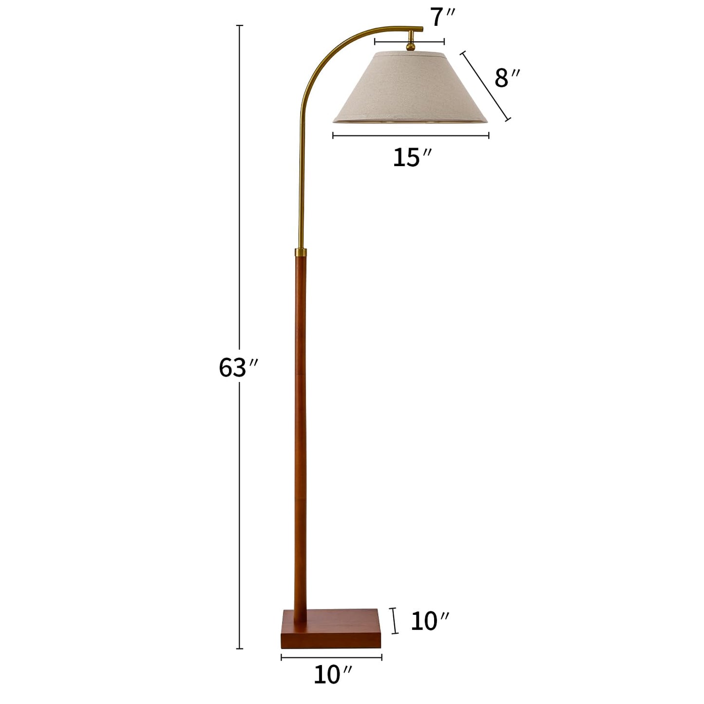G-SAFAVA 63" Gold Floor Lamp for Living Rooms Tall Arc Standing Lamps for Bedrooms Tall Lamps with Foot Switch for Bedroom